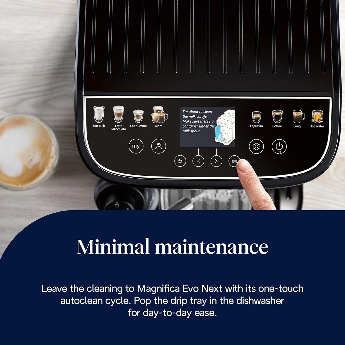 De'Longhi Magnifica Evo Next ECAM310.80.SB, Automatic Coffee Machine With Automatic Milk Frother, Bean To Cup Coffee and Cappuccino Machine with Intuitive Touch Display, Silver/Black